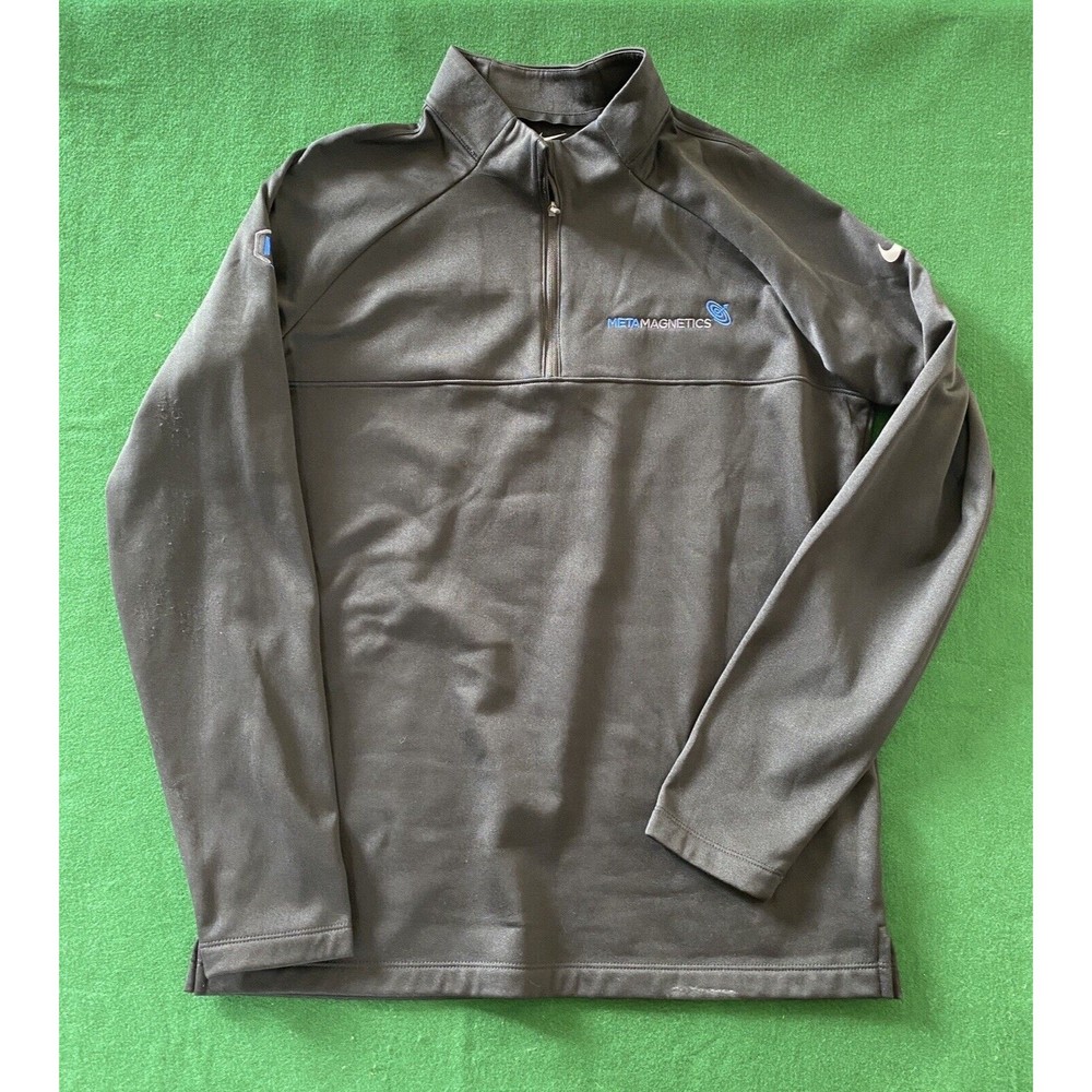Nike Men's Size M Pullover Sweatshirt Quarter Zip Dri Fit Polyester Black Solid